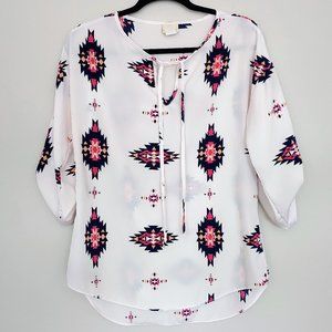 Buckle Daytrip Aztec Print Chiffon Top S